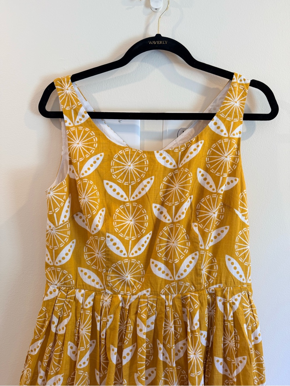 Boden Nancy Sunflower Yellow White Floral Cotton Fit Flare Dress Womens 8 Summer - Picture 2 of 10